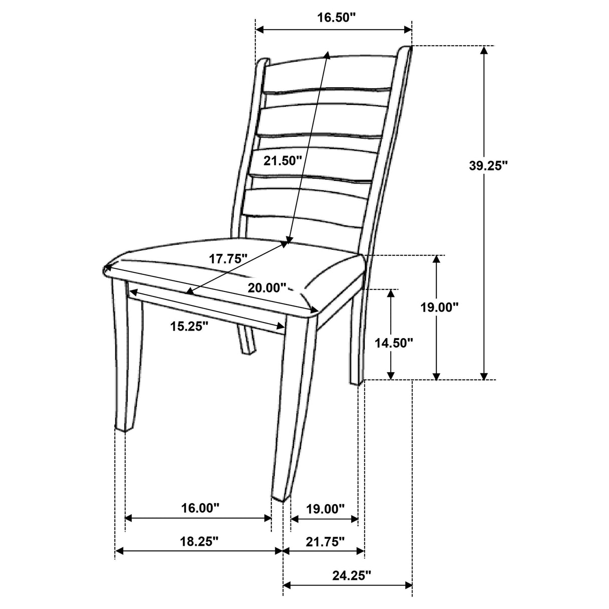 Danvers Ladder Back Dining Side Chair Brown Oak (Set of 2)