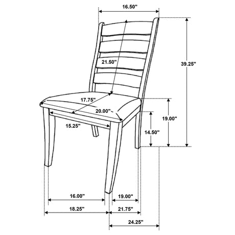 Danvers Ladder Back Dining Side Chair Brown Oak (Set of 2) by Coaster at Eve Furniture