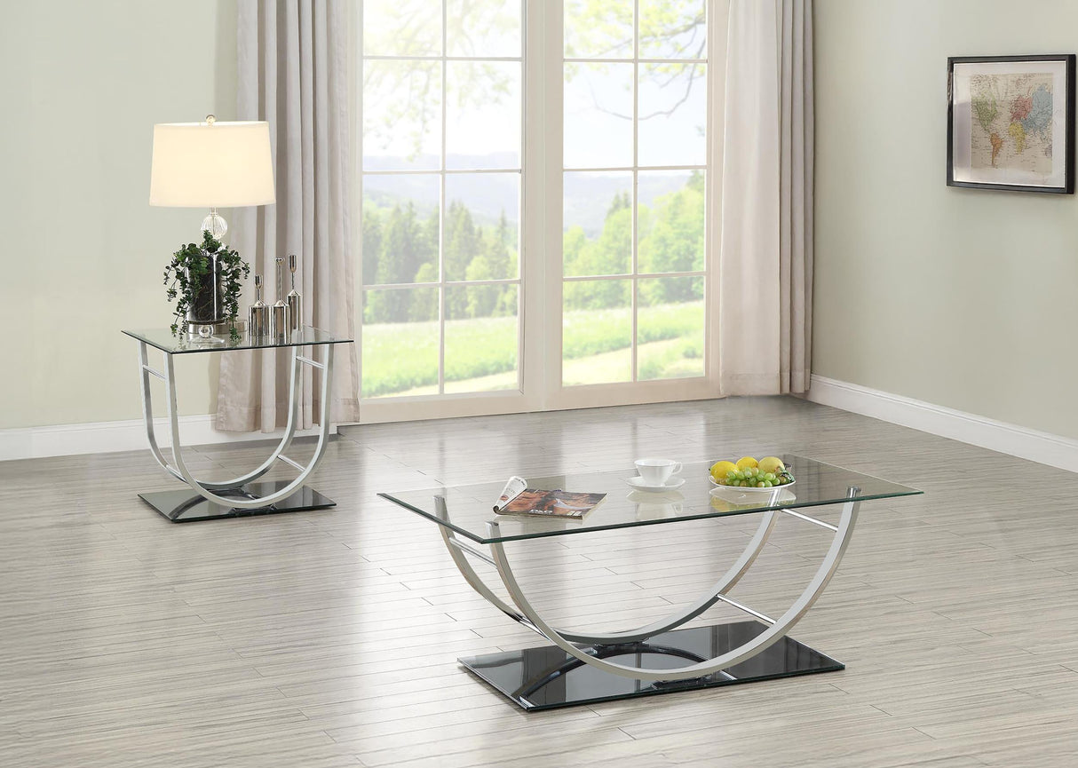 Danville Chrome 2-Piece Glass Top Coffee and End Table Set by Coaster at Eve Furniture