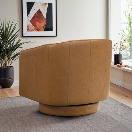 Danville Tan Leather Swivel Chair by Ashcroft Furniture at Eve Furniture