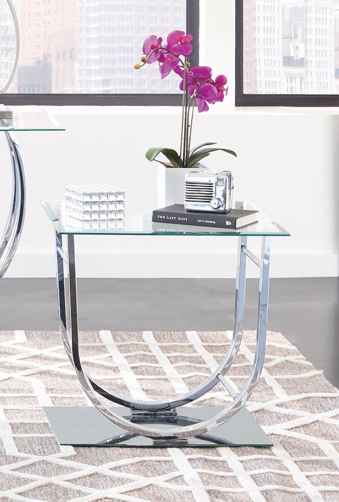 Danville U-Shaped End Table Chrome