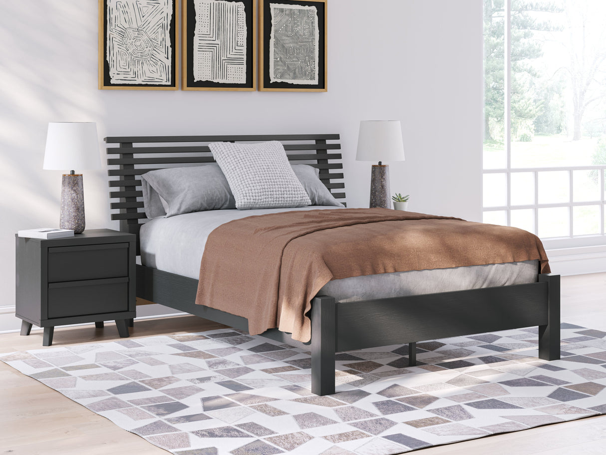 Danziar Black Full Slat Framed Platform Bedroom Set by Ashley at Eve Furniture