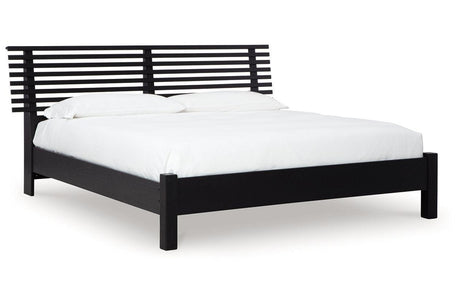 Danziar Black King Slat Platform Bed by Ashley at Eve Furniture