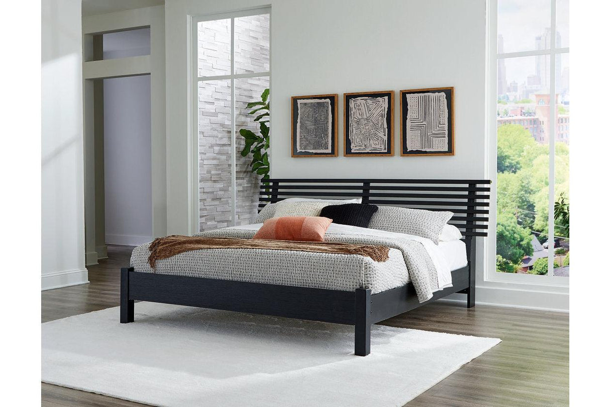Danziar Black King Slat Platform Bed by Ashley at Eve Furniture