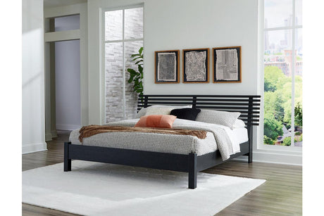 Danziar Black King Slat Platform Bed by Ashley at Eve Furniture