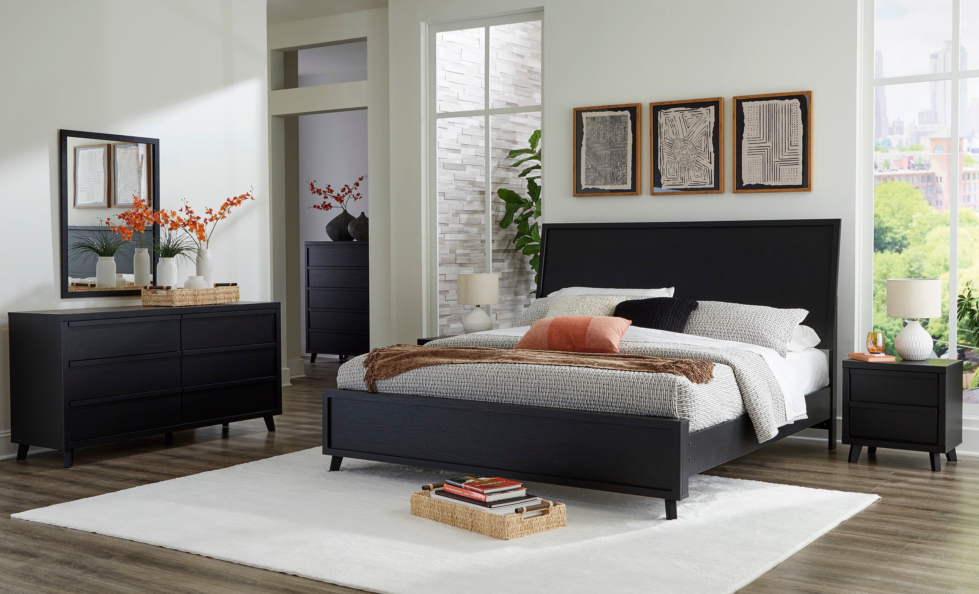 Danziar Black Platform Framed Bedroom Set – Eve Furniture