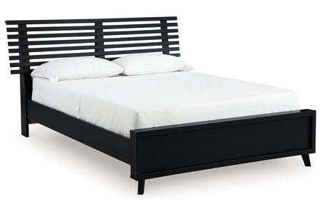 Danziar Black Queen Slat Framed Platform Bed by Ashley at Eve Furniture