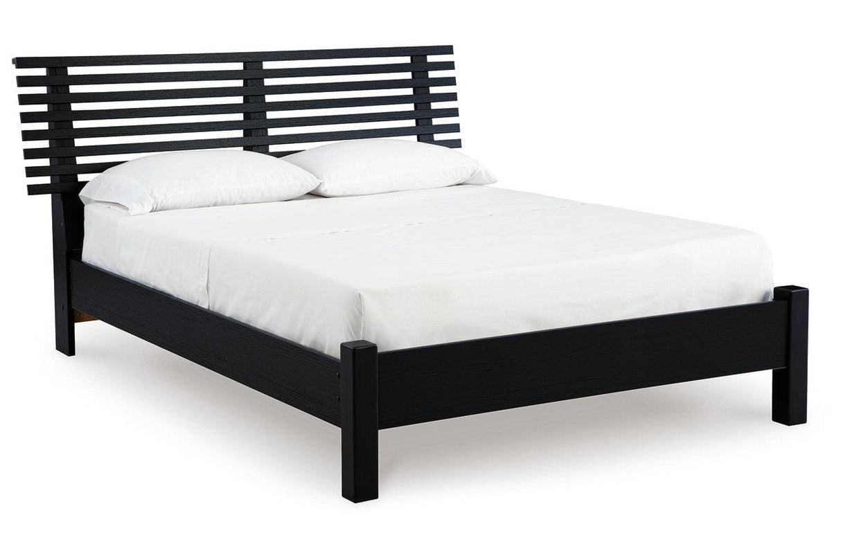 Danziar Black Queen Slat Platform Bed by Ashley at Eve Furniture