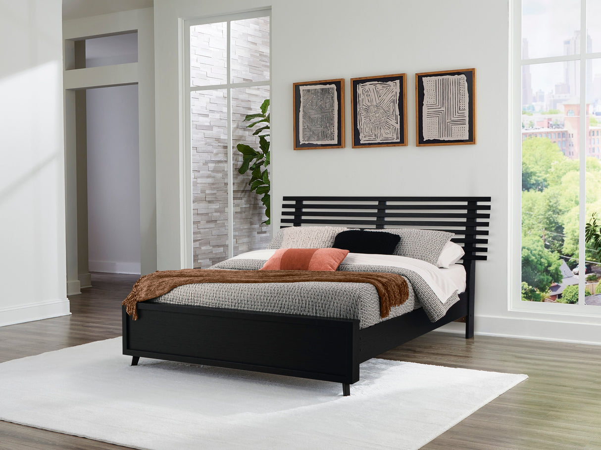 Danziar Black Slat Platform Framed Bedroom Set by Ashley at Eve Furniture