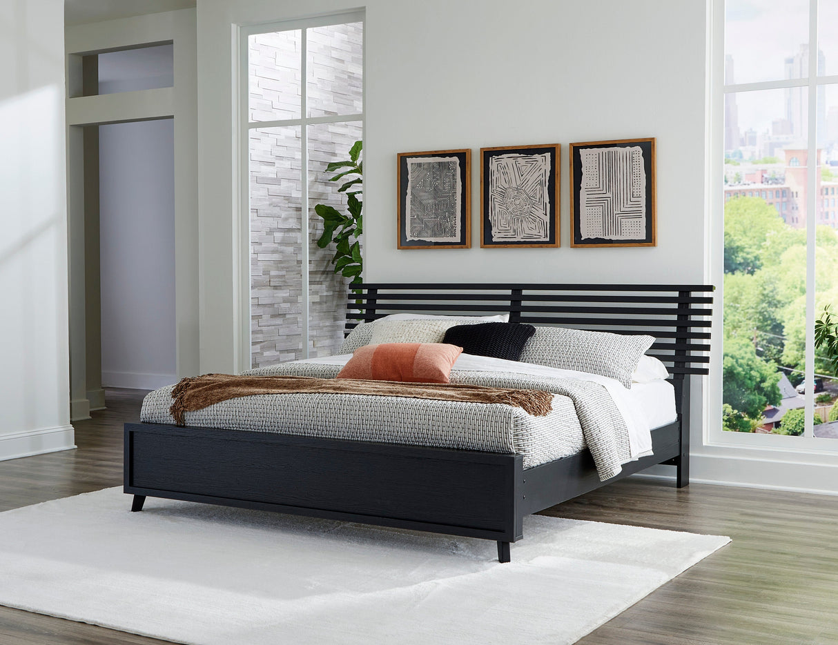 Danziar Black Slat Platform Framed Bedroom Set by Ashley at Eve Furniture