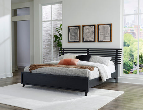Danziar Black Slat Platform Framed Bedroom Set by Ashley at Eve Furniture