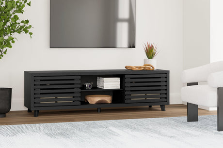 Danziar Black 72" TV Stand by Ashley at Eve Furniture