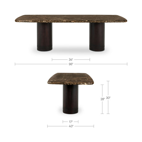 Daphne Dark Emperador Marble Large Dining Table by MOES at Eve Furniture