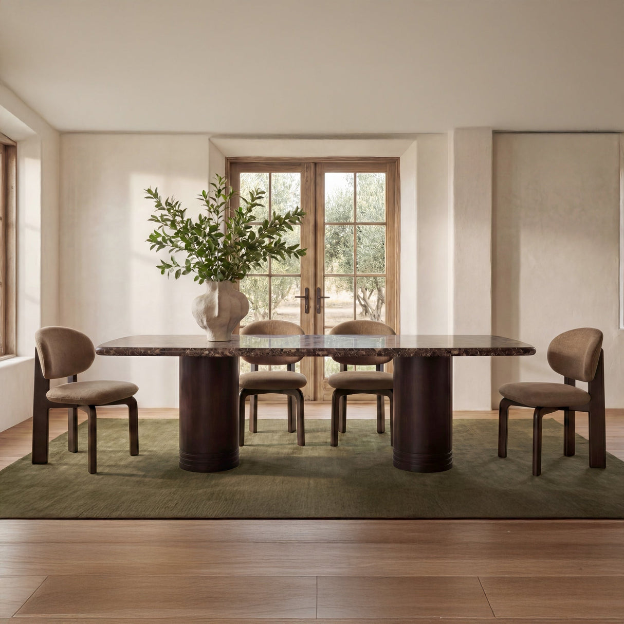 Daphne Dark Emperador Marble Large Dining Table by MOES at Eve Furniture