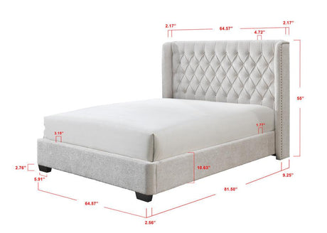 Daphne Ivory Boucle King Upholstered Panel Bed by Crown Mark at Eve Furniture