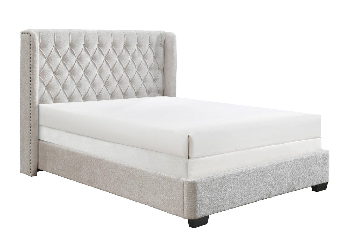 Daphne Ivory Boucle King Upholstered Panel Bed by Crown Mark at Eve Furniture