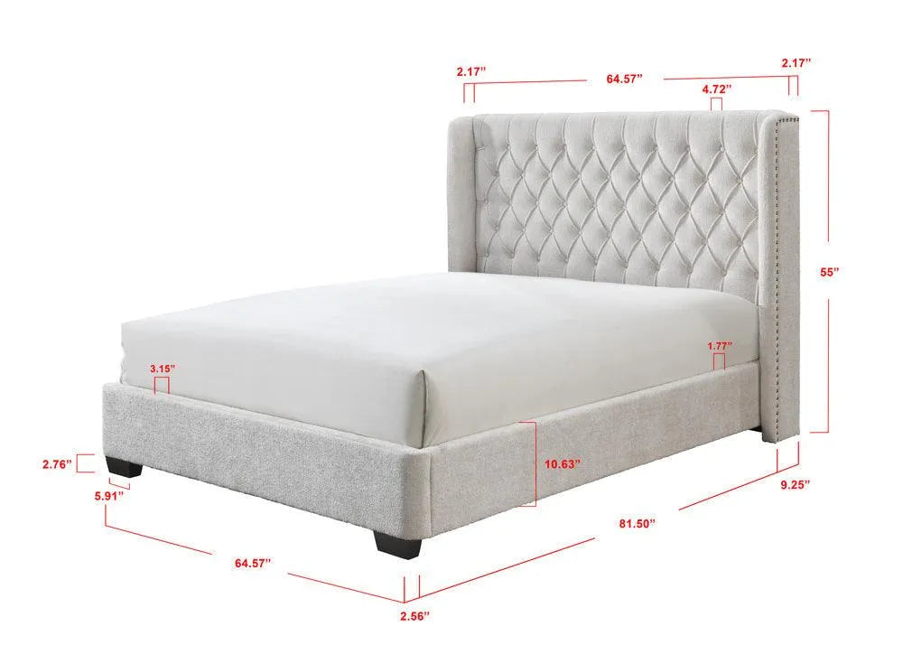 Daphne Ivory Boucle Queen Upholstered Panel Bed by Crown Mark at Eve Furniture