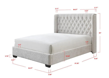Daphne Ivory Boucle Queen Upholstered Panel Bed by Crown Mark at Eve Furniture