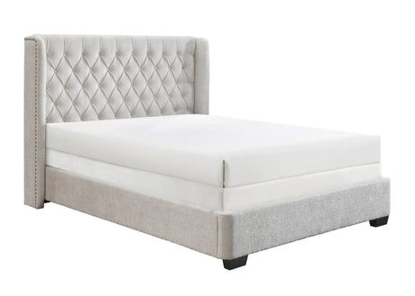 Daphne Ivory Boucle Queen Upholstered Panel Bed by Crown Mark at Eve Furniture