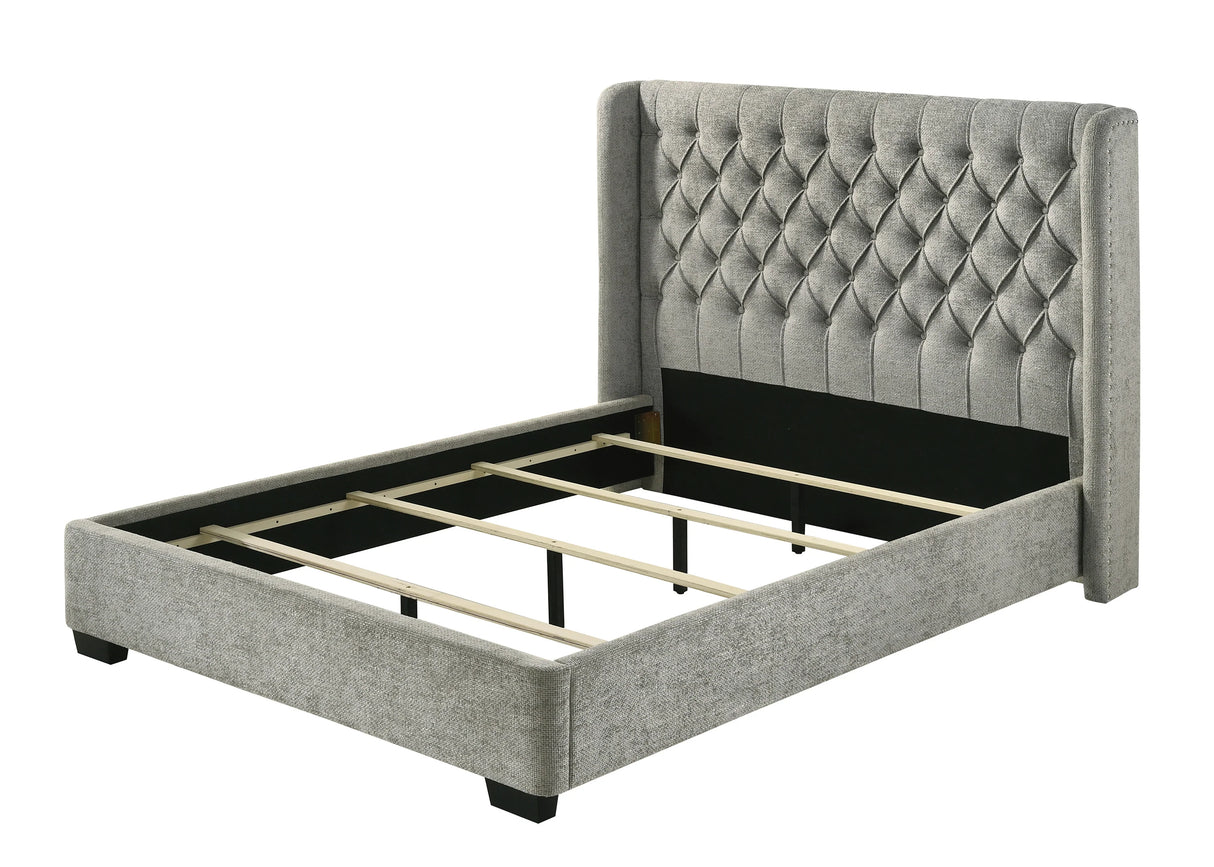 Daphne Light Gray Upholstered King Bed by Crown Mark at Eve Furniture