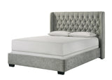 Daphne Light Gray Upholstered Queen Bed by Crown Mark at Eve Furniture