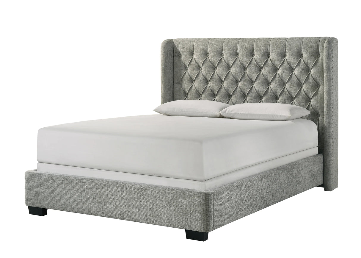 Daphne Light Gray Upholstered Queen Bed by Crown Mark at Eve Furniture