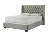 Daphne Light Gray Upholstered Queen Bed by Crown Mark at Eve Furniture