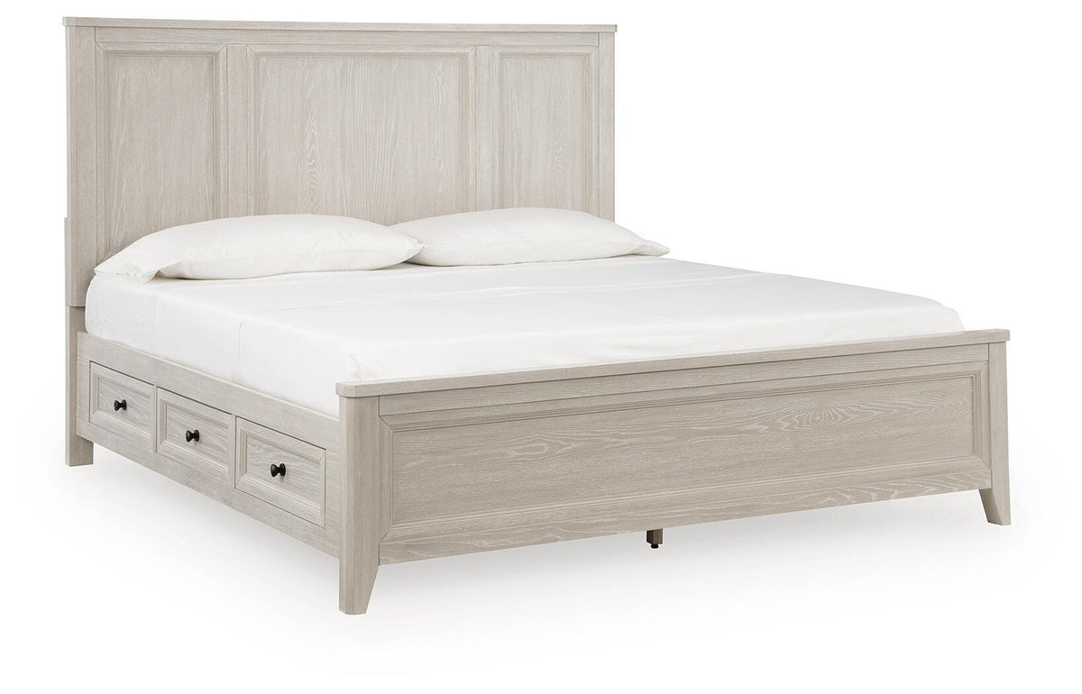 Darbonton Dove White California King Panel Storage Bed by Ashley at Eve Furniture