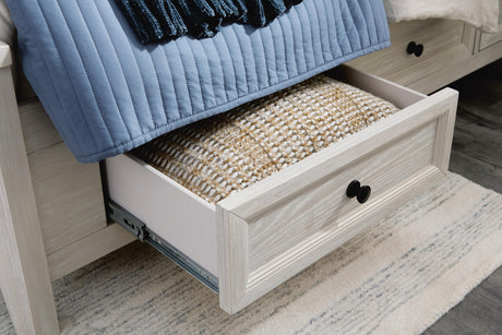 Darbonton Dove White California King Panel Storage Bed by Ashley at Eve Furniture