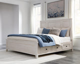Darbonton Dove White California King Panel Storage Bed by Ashley at Eve Furniture