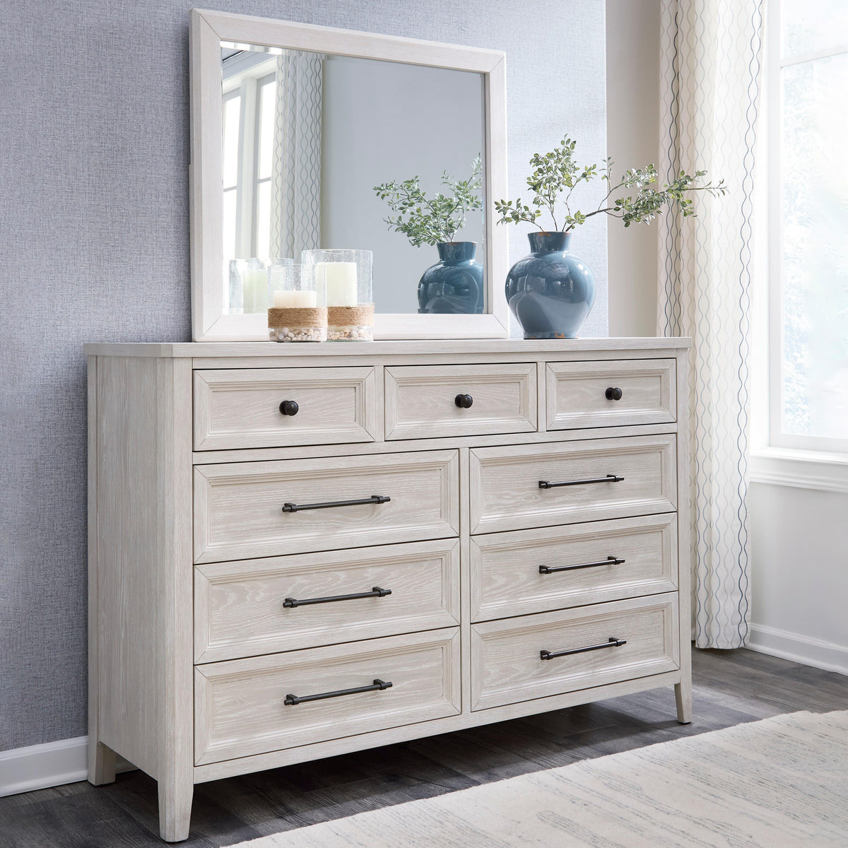 Darbonton Dove White Dresser and Mirror by Ashley at Eve Furniture