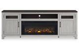 Darborn Gray/Brown 88" TV Stand with Electric Fireplace by Ashley at Eve Furniture