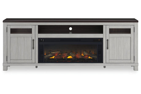 Darborn Gray/Brown 88" TV Stand with Electric Fireplace by Ashley at Eve Furniture
