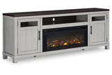 Darborn Gray/Brown 88" TV Stand with Electric Fireplace by Ashley at Eve Furniture