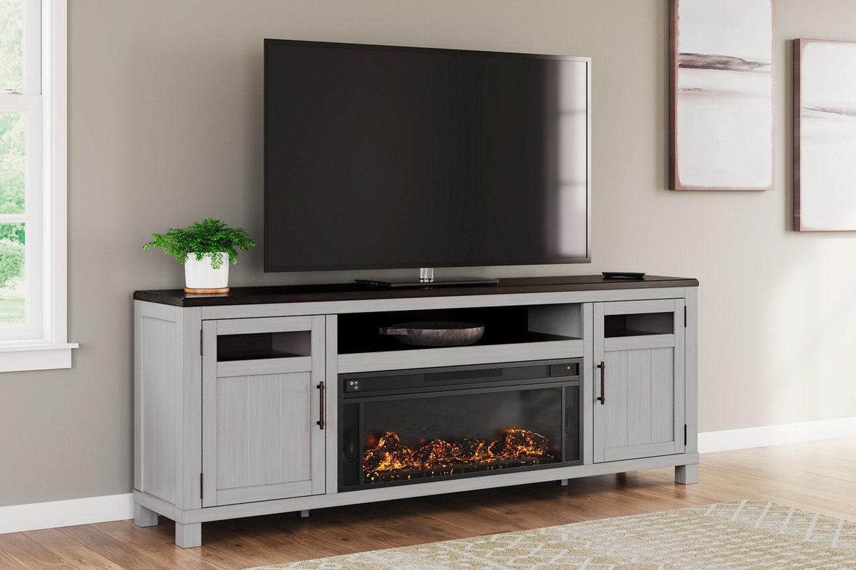 Darborn Gray/Brown 88" TV Stand with Electric Fireplace by Ashley at Eve Furniture