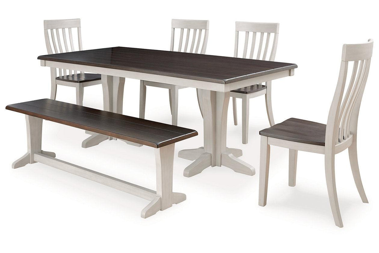 Darborn Gray/Brown Dining Table with 4 Chairs and Bench by Ashley at Eve Furniture