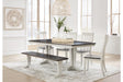 Darborn Gray/Brown Dining Table with 4 Chairs and Bench by Ashley at Eve Furniture