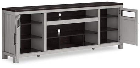 Darborn Gray/Brown 88" TV Stand by Ashley at Eve Furniture
