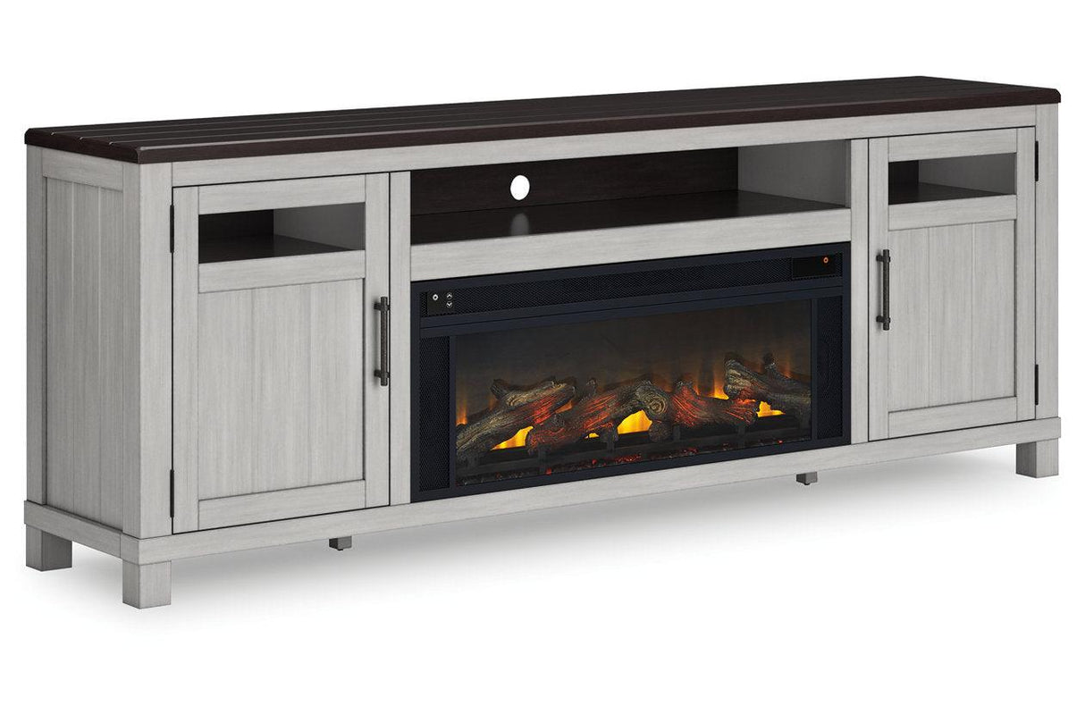 (Special) Darborn Gray/Brown 88" TV Stand with Electric Fireplace by Ashley at Eve Furniture
