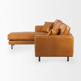 D'Arcy 111"L x 70"D x 33"H Tan Leather Left Chaise Sectional by Mercana at Eve Furniture
