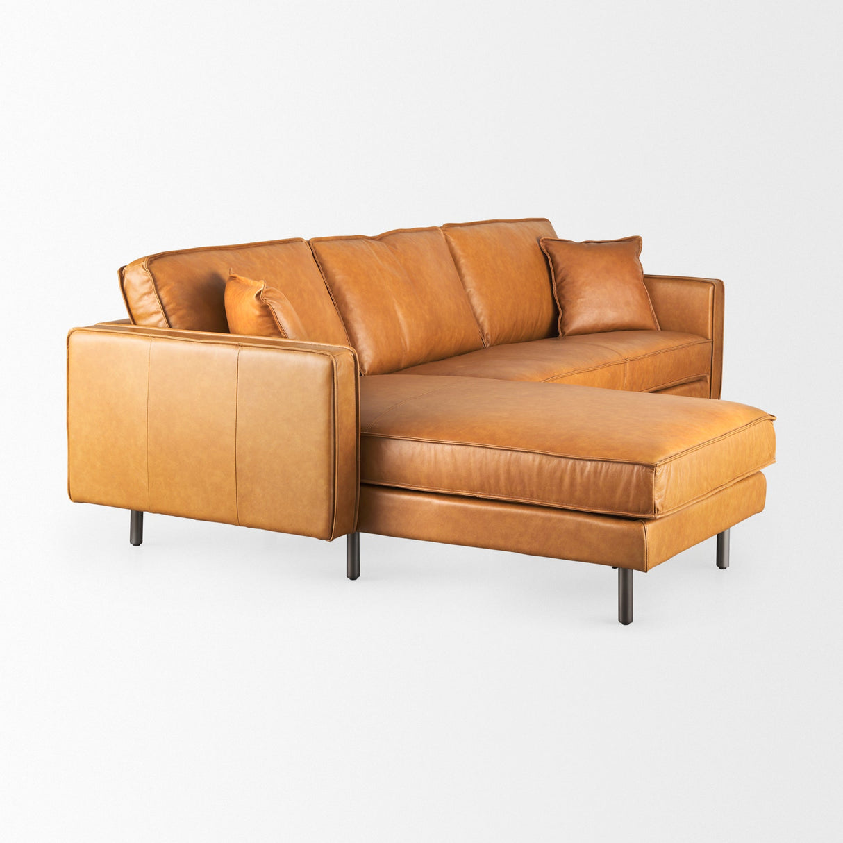 D'Arcy 111"L x 70"D x 33"H Tan Leather Left Chaise Sectional by Mercana at Eve Furniture