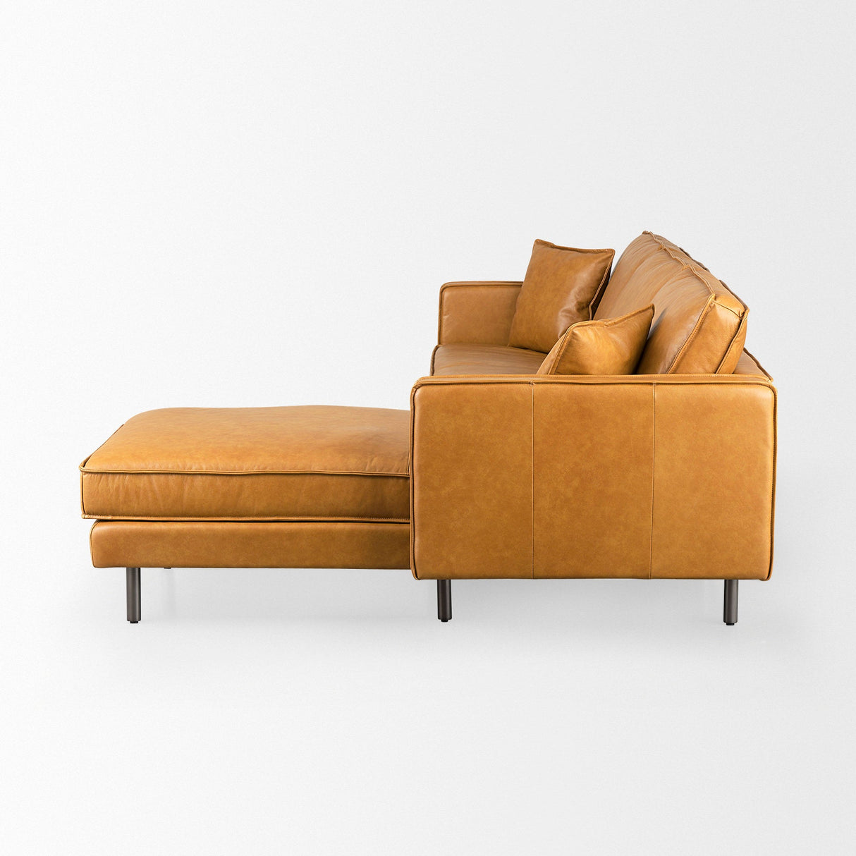 D'Arcy 111"L x 70"D x 33"H Tan Leather Right Chaise Sectional by Mercana at Eve Furniture