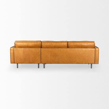 D'Arcy Tan Leather Right Chaise Sectional by Mercana at Eve Furniture
