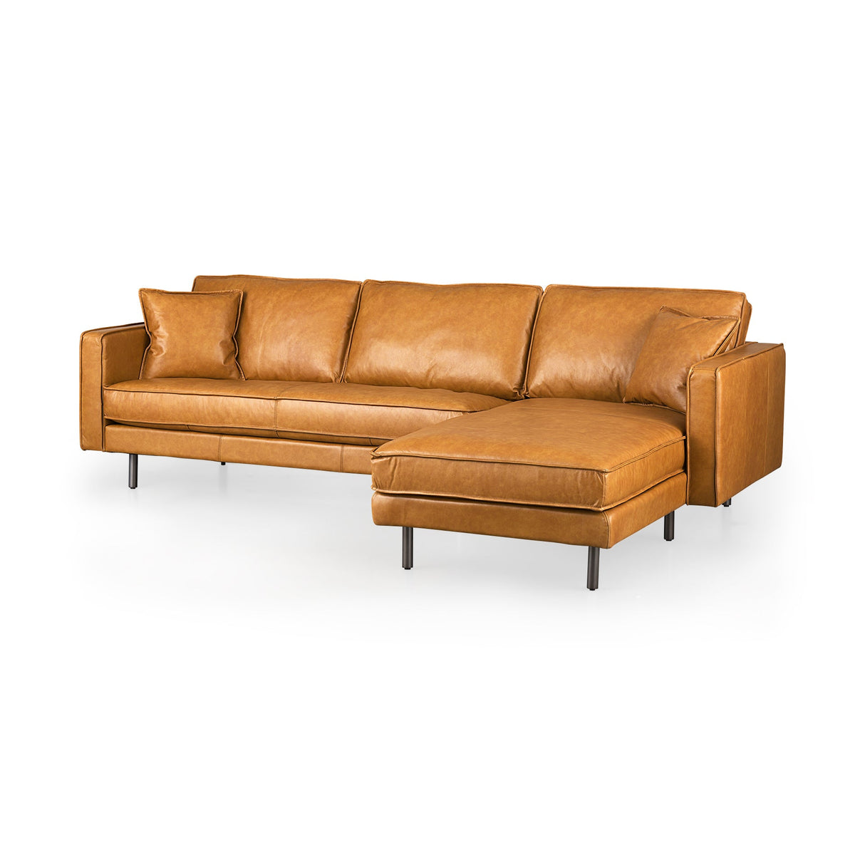 D'Arcy 111"L x 70"D x 33"H Tan Leather Right Chaise Sectional by Mercana at Eve Furniture