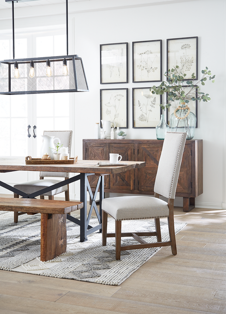 Darcy 21" Upholstered Dining Chair in Greige Linen, Set of 2 by Home Trends & Design at Eve Furniture