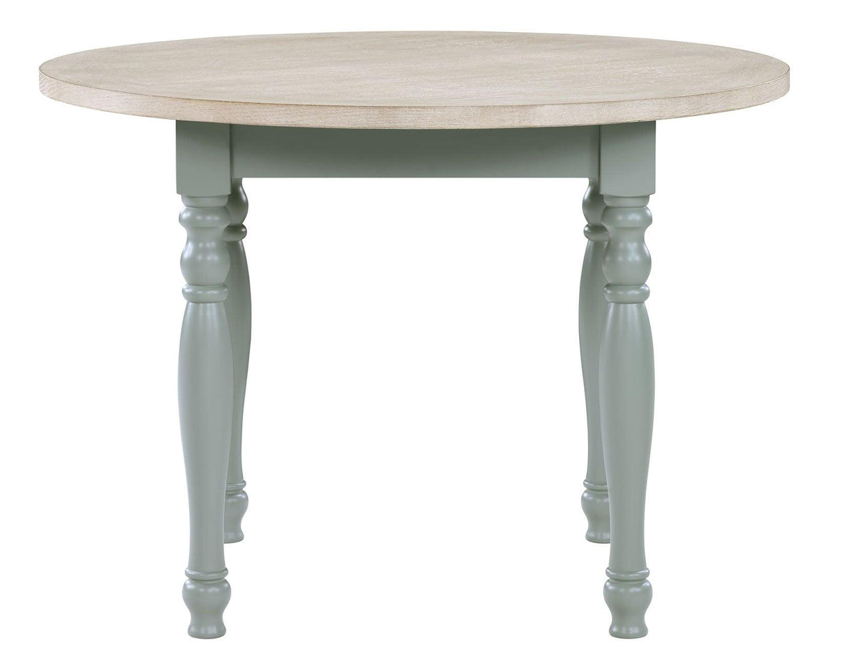 Darcy 42″ Round Dining Table, Mint Green and Natural Finish by Steve Silver at Eve Furniture