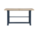 Darcy 64-82″Counter Table with 18-inch leaf, Midnight Blue and Natural Finish by Steve Silver at Eve Furniture