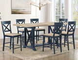 Darcy 64-82″Counter Table with 18-inch leaf, Midnight Blue and Natural Finish by Steve Silver at Eve Furniture