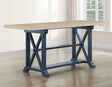 Darcy 64-82″Counter Table with 18-inch leaf, Midnight Blue and Natural Finish by Steve Silver at Eve Furniture