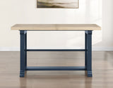 Darcy 64-82″Counter Table with 18-inch leaf, Midnight Blue and Natural Finish by Steve Silver at Eve Furniture